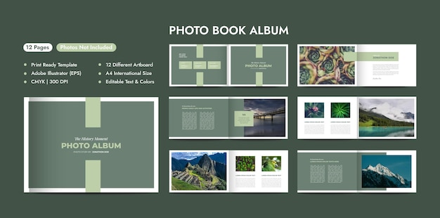 Design per album fotografici Modello per portfolio fotografico per design di libri fotografici e immagini