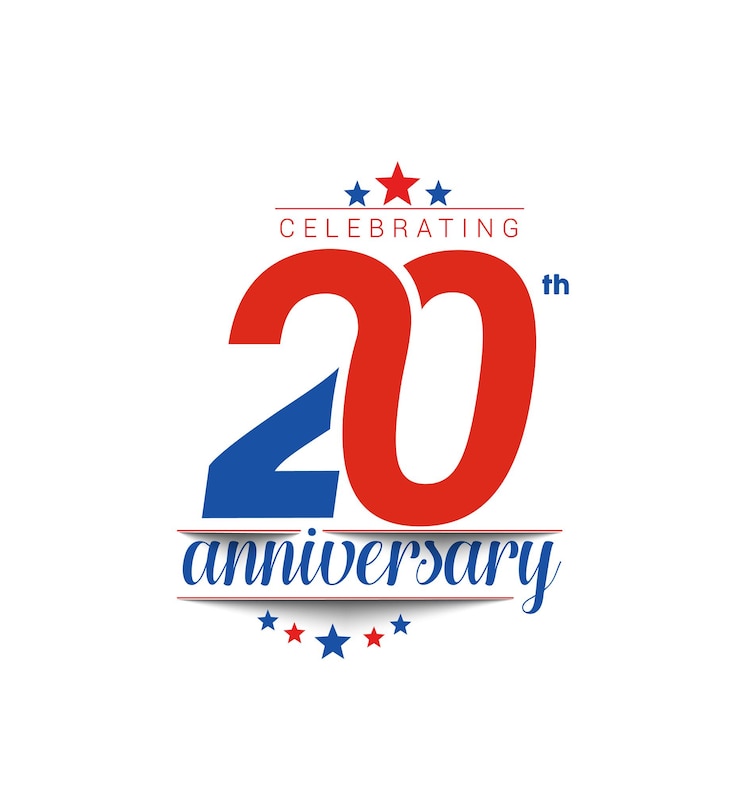 Vettore design per la celebrazione del 20° anniversario.