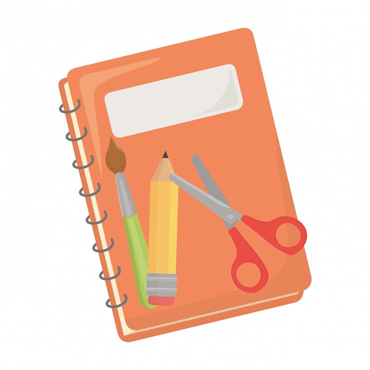 Vettore design per notebook e materiale scolastico