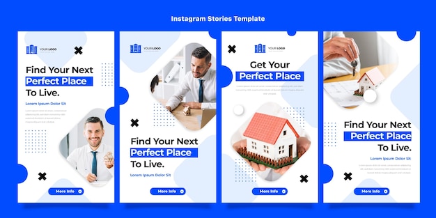 Design piatto astratto geometrico immobiliare ig storie