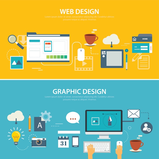 Design piatto banner Web e grafico