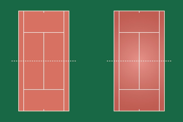 Design piatto del campo da tennis Illustrazione grafica del campo da tennis sull'erba Vettore del campo da tennis e layout