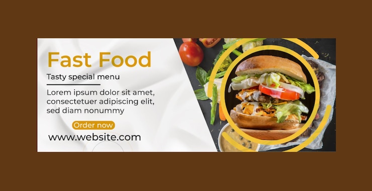 Vettore design piatto del modello di design della copertina di facebook alimentare