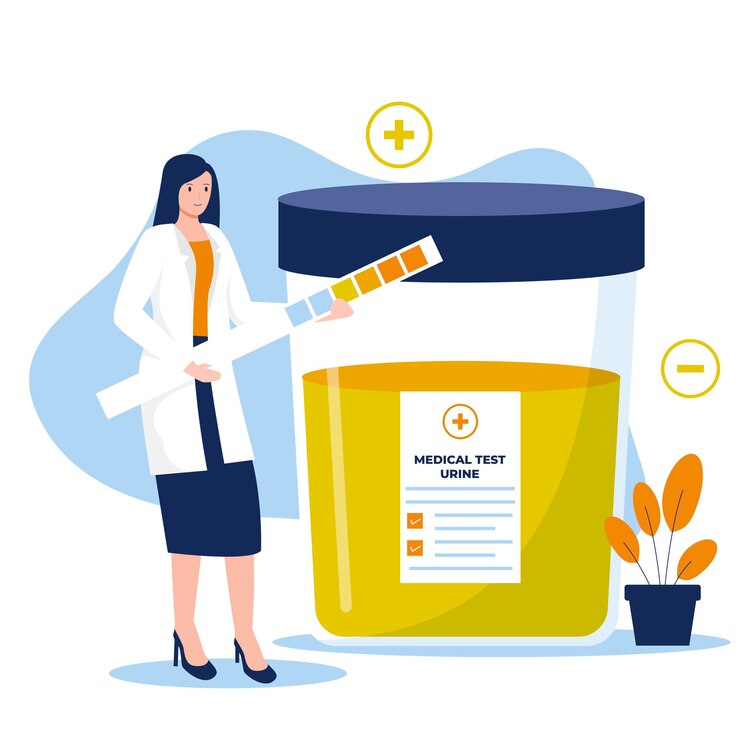 Vettore design piatto del test delle urine per uso medico e sanitario illustrazione per siti web pagine di destinazione applicazioni mobili poster e banner illustrazione vettoriale piatta alla moda