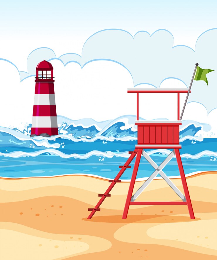 Vettore design piatto della spiaggia estiva
