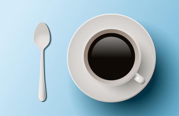 Design piatto di caffè e cucchiaio