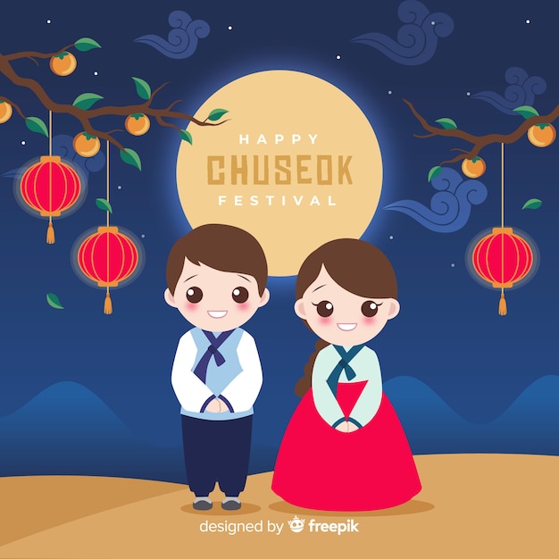 Design piatto di hanbok tradizionale chuseok