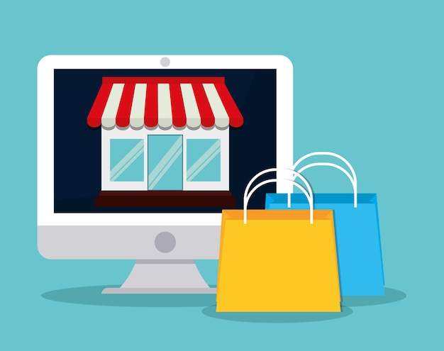 Design piatto di icona dello shopping, illustrazione vettoriale