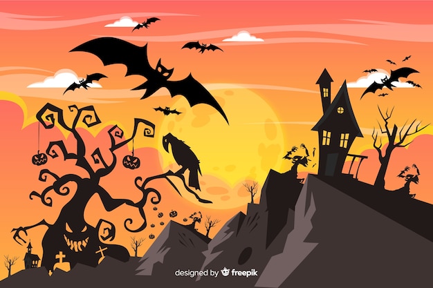 Design piatto di sfondo di halloween