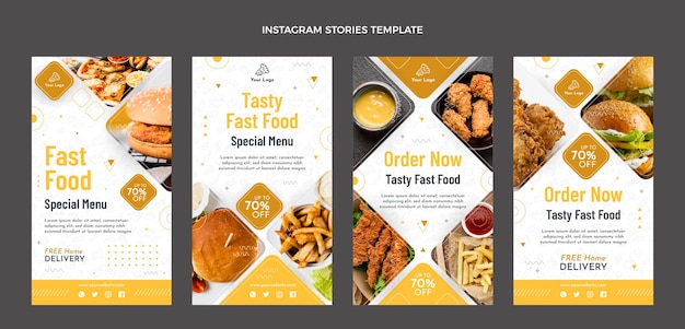 Design piatto di storie di cibo instagram
