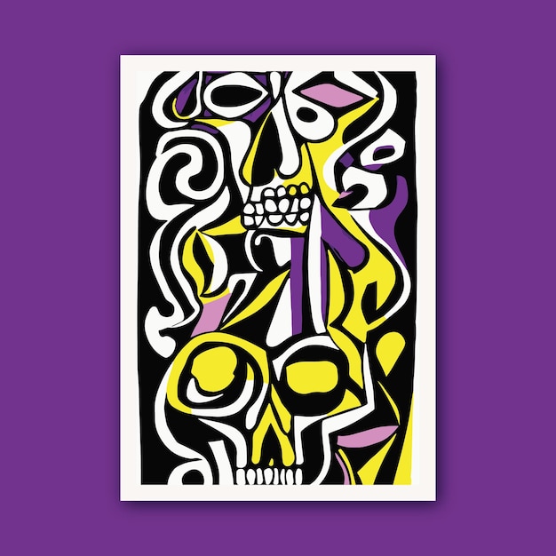 Design piatto dia de muertos Cranio umano Scheletro Vector Skull Art