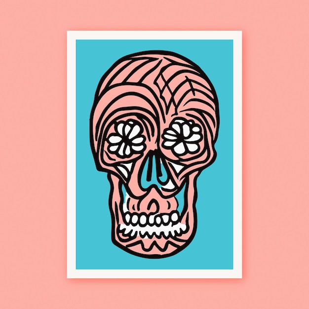 Design piatto dia de muertos Cranio umano Scheletro Vector Skull Art