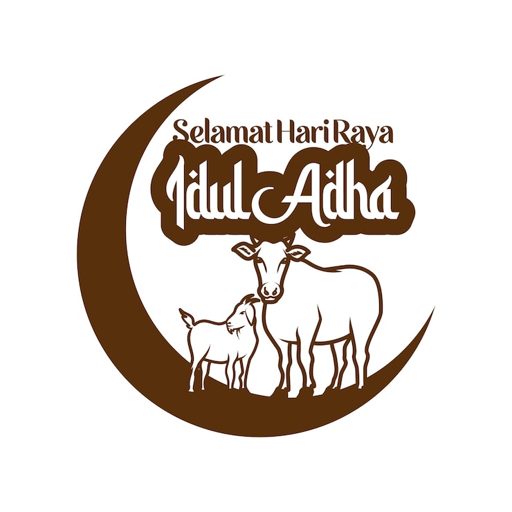 Vettore design piatto eid al adha disegnato a mano