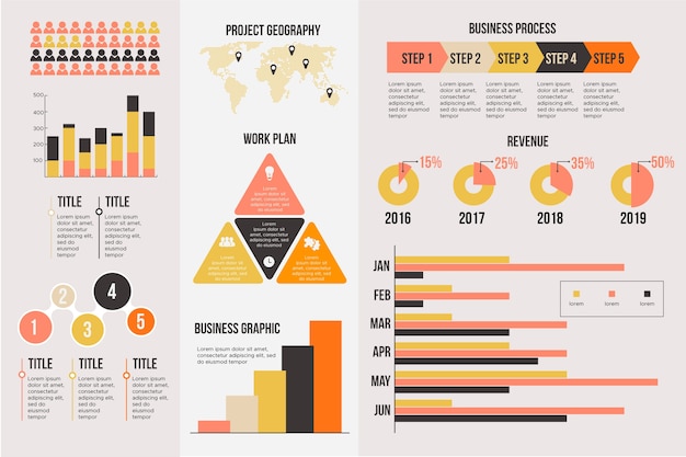 Design piatto infografica con colori retrò