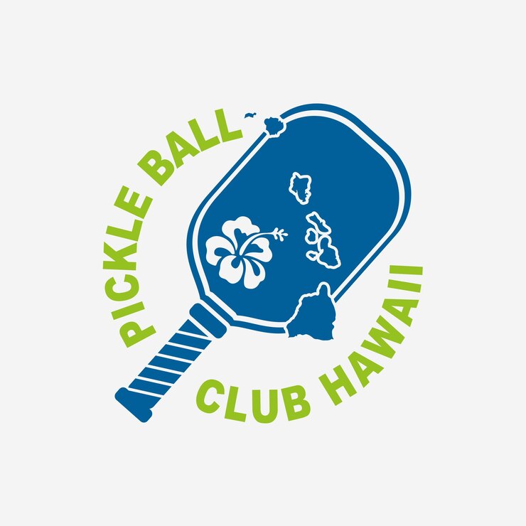 Vettore design piatto logo club di pickleball hawaiano