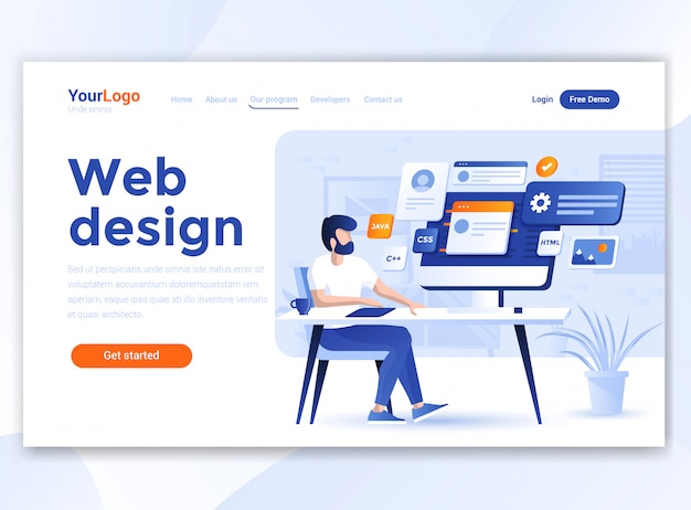 Design piatto moderno del modello wesite - Web Design