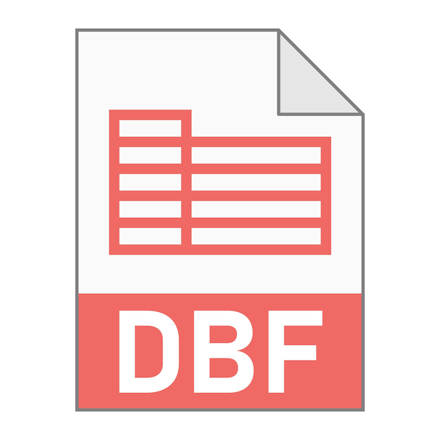 Design piatto moderno dell'icona del file DBF per il web Stile semplice