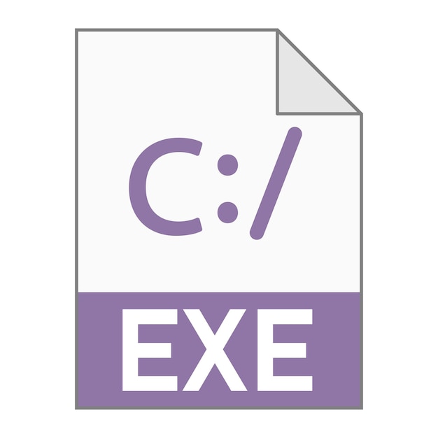 Design piatto moderno dell'icona del file EXE per il web Stile semplice