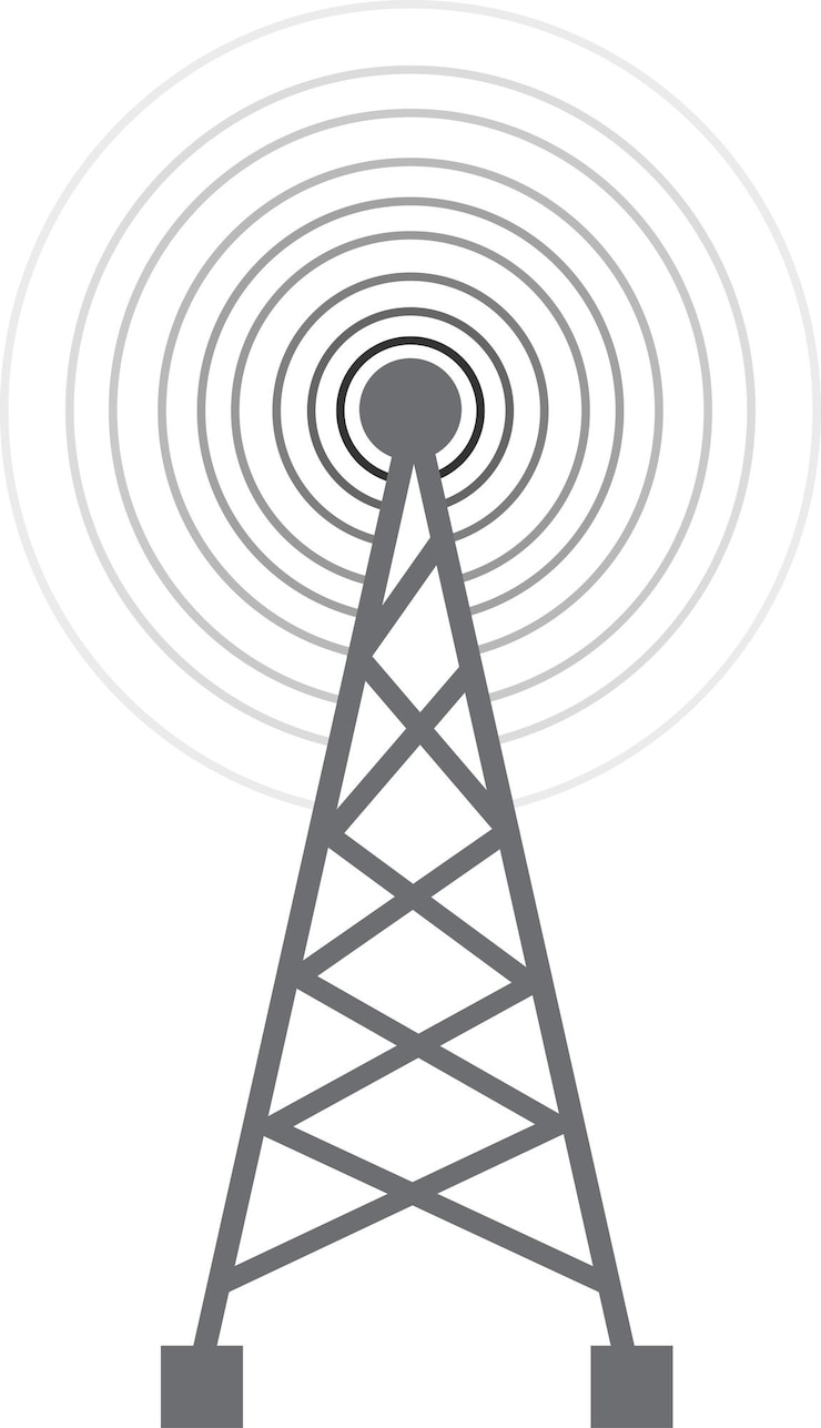 Vettore design piatto vettoriale della rete dell'albero della torre radio
