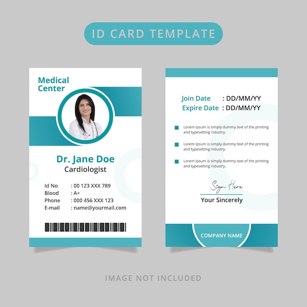 Design professionale della carta d'identità medica