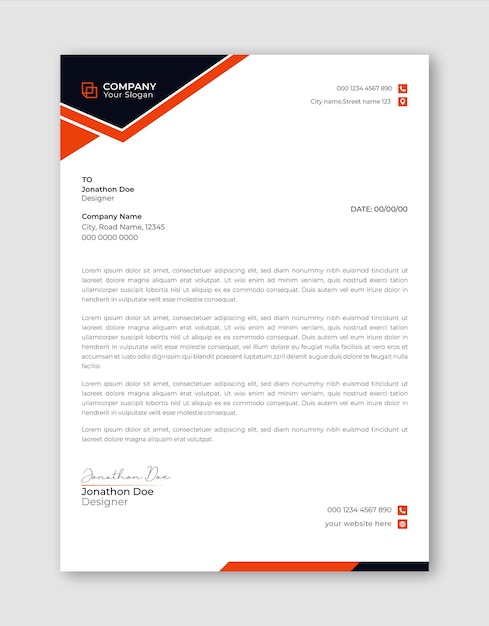 Design professionale e moderno della carta intestata aziendale