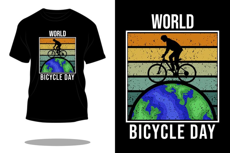 Design retrò della maglietta della giornata mondiale della bicicletta