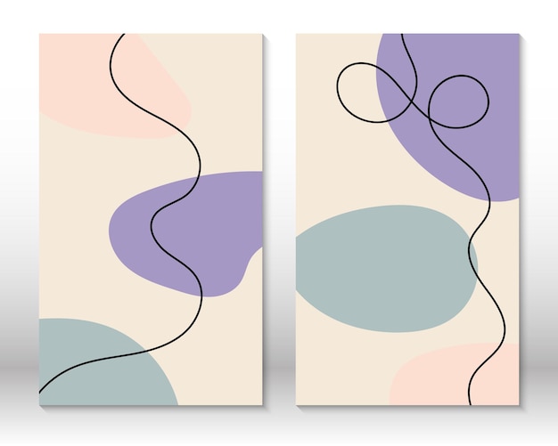 Design scandinavo Stampa d'arte moderna Design contemporaneoSet di forme geometriche fluide Forme astratte disegnate a mano effetto acquerello Decorazioni per la casa Pittura astratta moderna