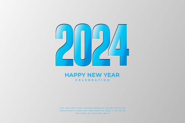Design semplice e pulito Felice anno nuovo 2024 con sfondo premium effetto ritaglio per banner post