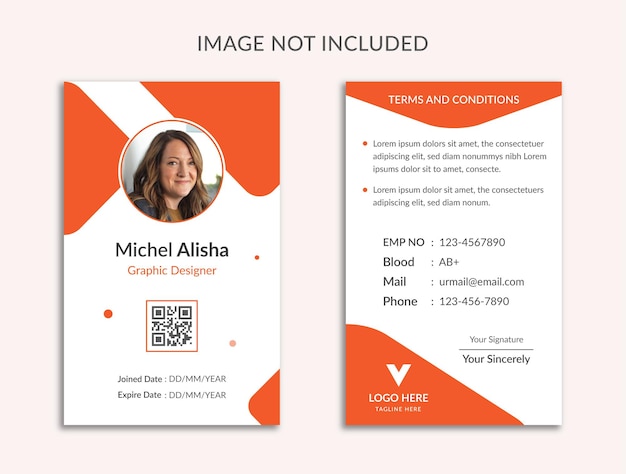 Design semplice e unico del modello di carta d'identità Vettore Premium