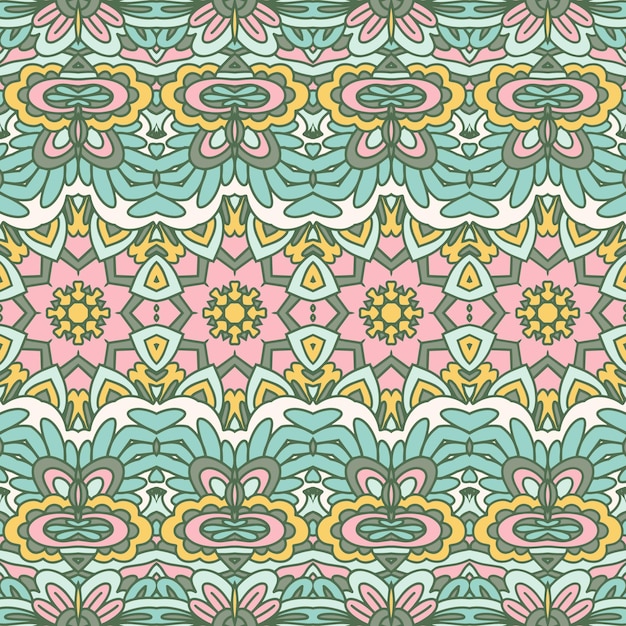 Design tessile ornamentale in stile vittoriano astratto Motivo etnico boemo senza cuciture Sfondo di arte deco vettoriale