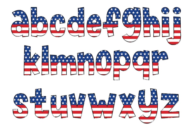 Design tipografico di arte creativa di colore delle lettere della bandiera americana fatte a mano
