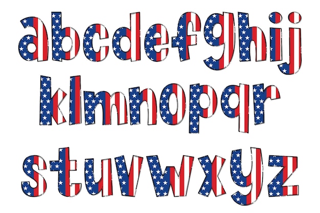 Design tipografico di arte creativa di colore delle lettere della bandiera americana fatte a mano