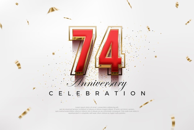 Design vettoriale moderno per il 74° anniversario con un concetto di design moderno di lusso Sfondo vettoriale premium per auguri e celebrazioni