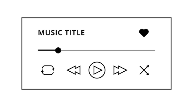 Design vettoriale semplice del lettore musicale con pulsanti traccia e interfaccia del lettore audio del titolo