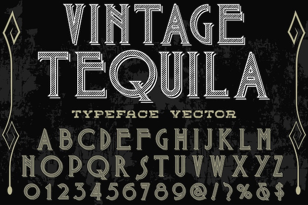 design vintage label tequlia alfabeto