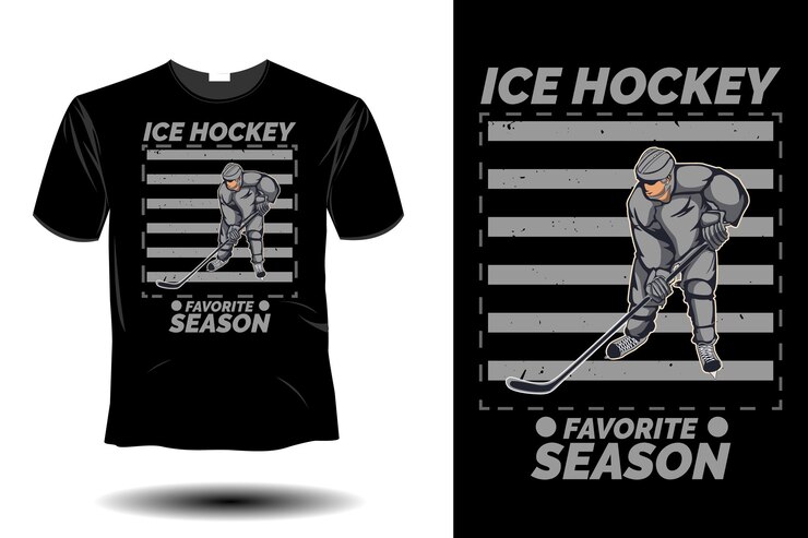 Design vintage retrò della stagione preferita dell'hockey