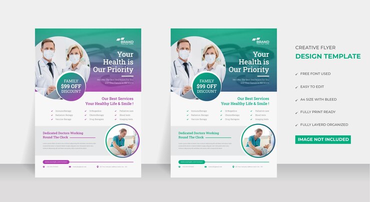 Design volantino creativo poster medico