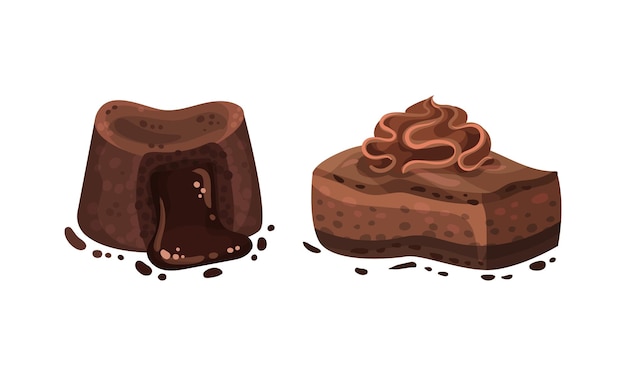 Dessert al cioccolato come dessert dolci e delizioso set vettoriale