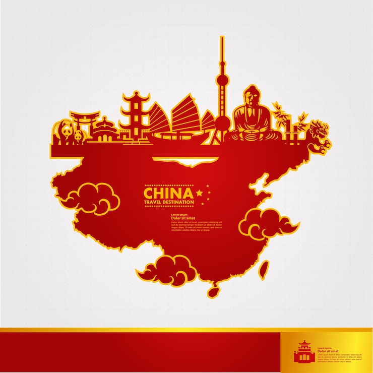 Vettore destinazione di viaggio in cina, illustrazione