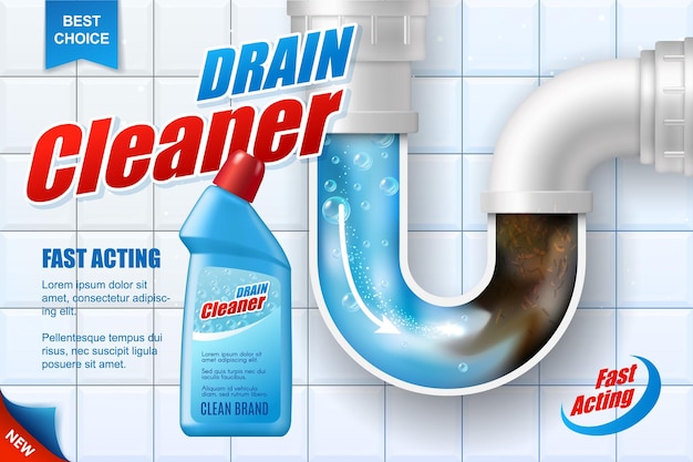 Detergente per poster vettoriali per lo scarico dei tubi
