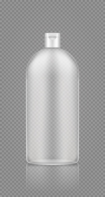 Detersivo per piatti, ammorbidente per tessuti vuoto bottiglia di plastica trasparente mockup con coperchio cap