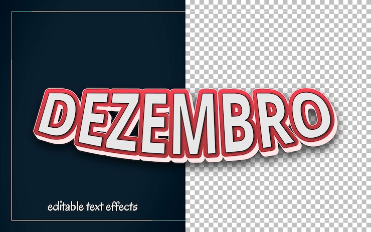 Vettore dezembro 3d modificabile effetto testo design