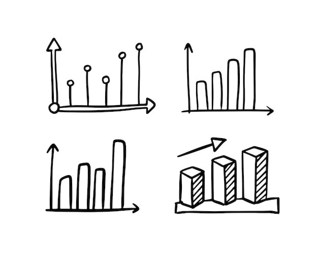 Diagramma di crescita del diagramma di scarabocchio Icona di disegno analitica aziendale dinamica di profitto