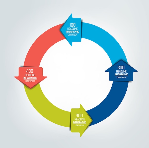 Diagramma di schema grafico di infografica frecce