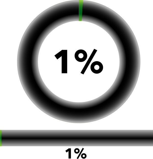 Diagrammi percentuali circolari pronti per l'uso per il web design, l'interfaccia utente (UI) o l'infografica