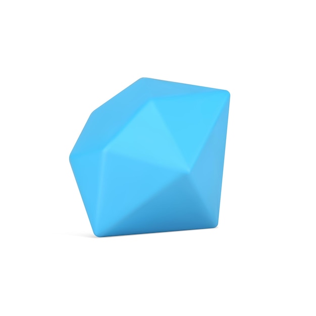 Diamante realistico 3d blu Prezioso zaffiro raro con sfaccettature geometriche