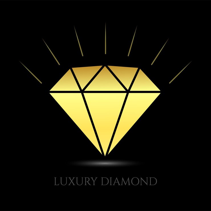 Diamanti in oro lucido su sfondo nero