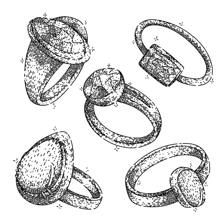 Vettore diamond set sketch hand drawn vector