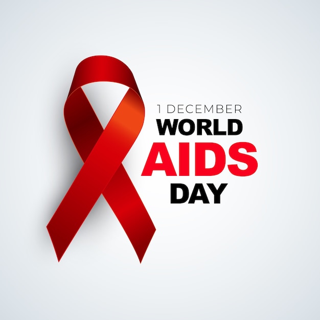 Dicembre concetto di giornata mondiale contro l'AIDS con il segno del nastro rosso.
