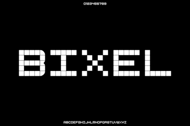Digital Bixel Creative Vector Pixel Retro Display Alfabeto Disegno di caratteri